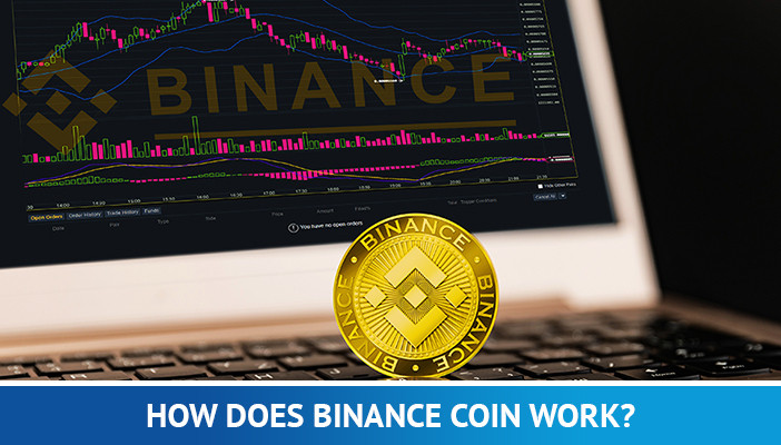 moneda binance davant d'un ordinador portàtil amb gràfic