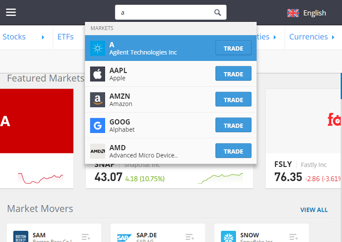 Suche nach Aktien